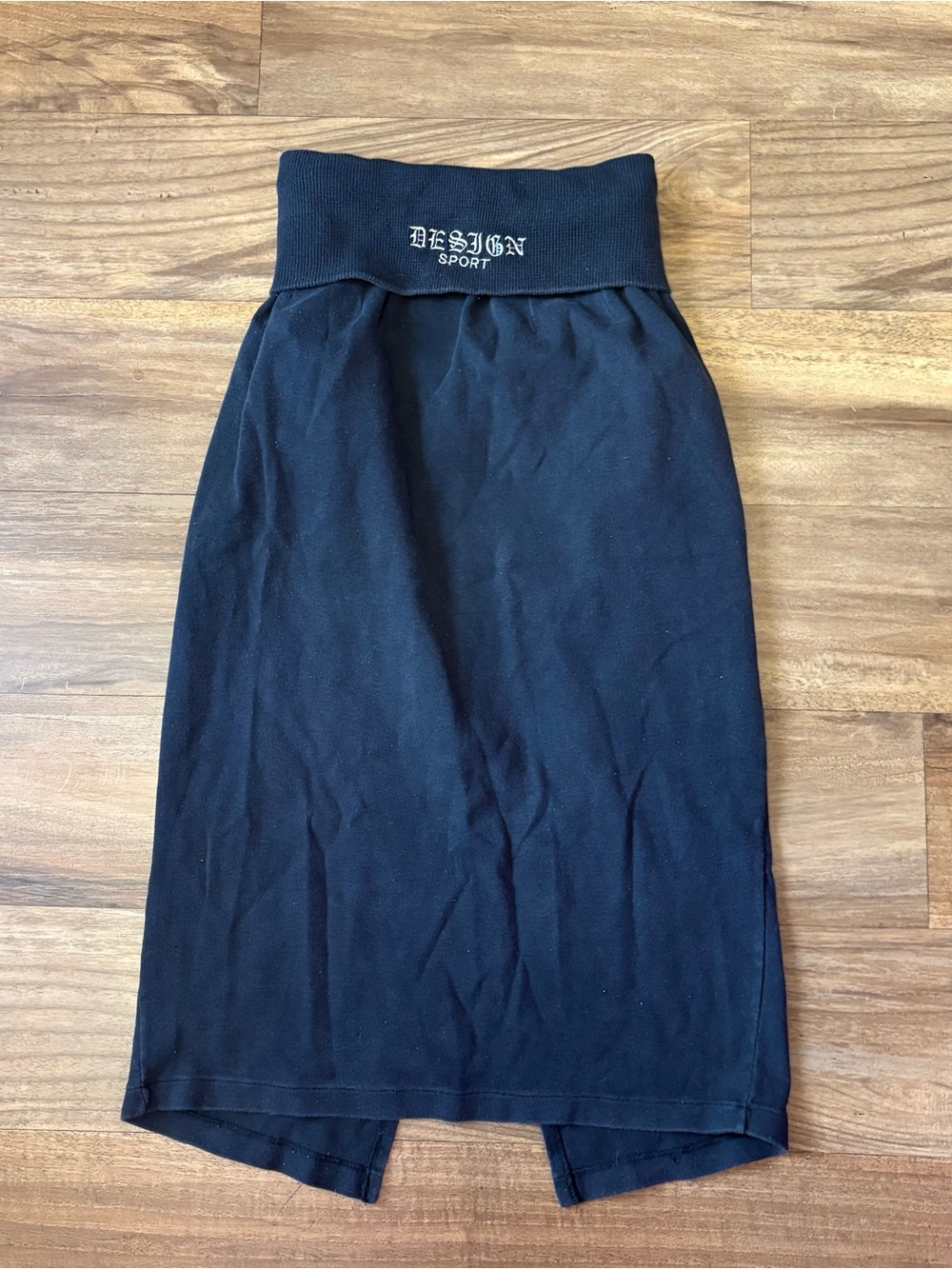 Black Midi Skirt with Fold-Over Waistband